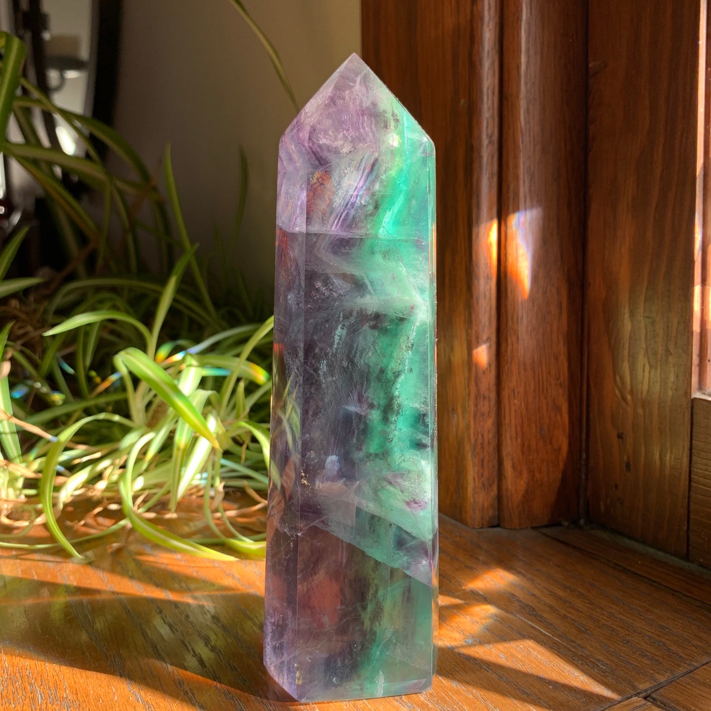 Purple + Green Fluorite Tower // Amazing Clarity, Polish + Rainbows