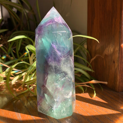 Purple, Green + Aqua  Fluorite Tower // Amazing Stairstep, Clarity, Polish + Rainbows