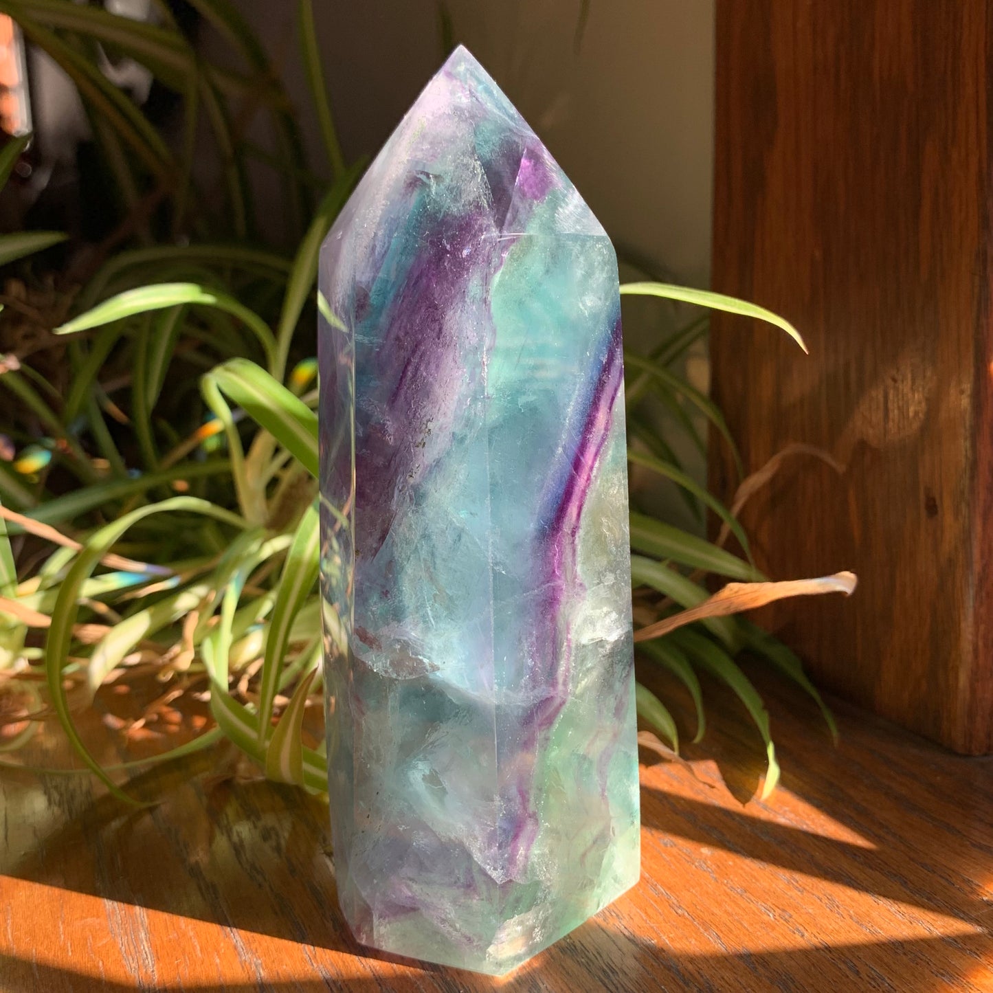 Purple, Green + Aqua  Fluorite Tower // Amazing Stairstep, Clarity, Polish + Rainbows