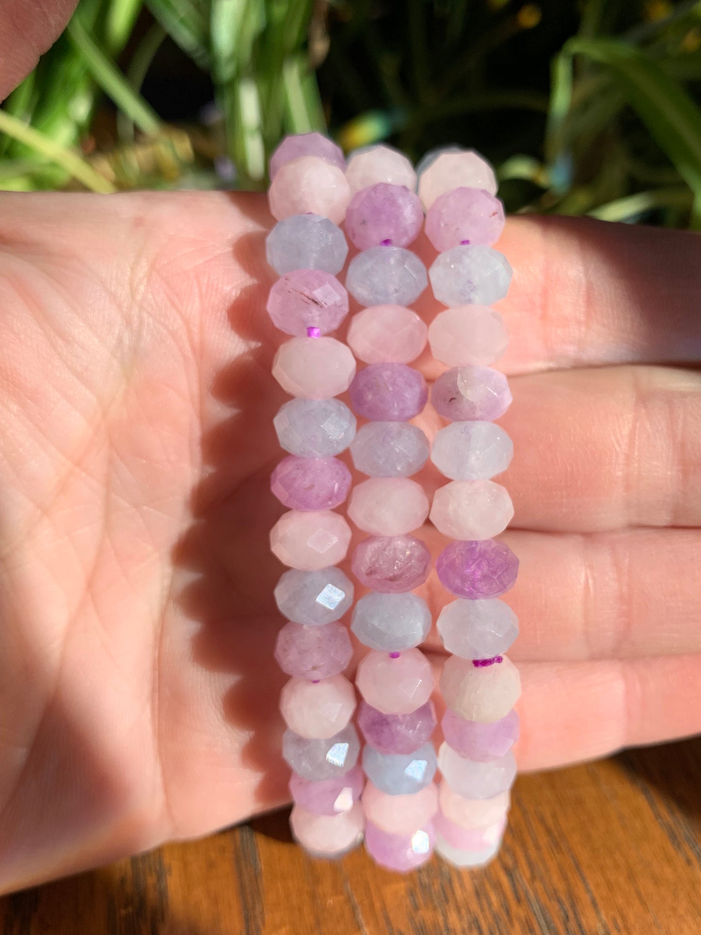 Faceted Tri-Color Aquamarine-Rose Quartz-Amethyst Bracelets