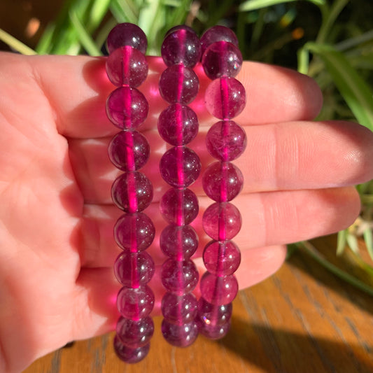 Magenta Fluorite Bracelets // 7mm bead + 7" bracelet // High Quality Fluorite