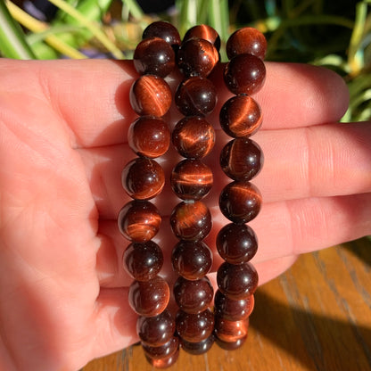 Red Tiger's Eye Bracelets // 8.5mm bead + 7.5" bracelet