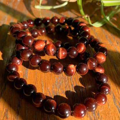 Red Tiger's Eye Bracelets // 8.5mm bead + 7.5" bracelet