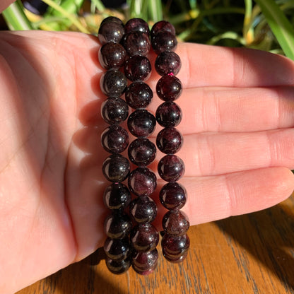 Almandine Garnet Bracelets // 8mm bead + 7" bracelet