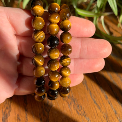 Tiger's Eye Bracelets // 8mm bead + 7.5" bracelet