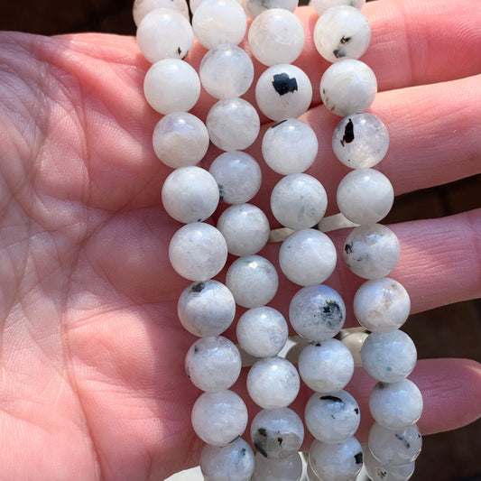 White Moonstone Bracelets with Blue Flash // 8mm bead + 7-7.5 bracelet