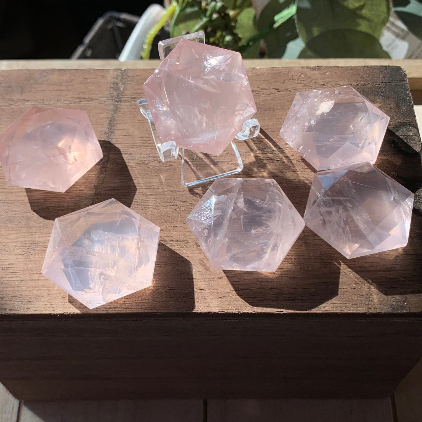 Faceted Rose Quartz Hexagon