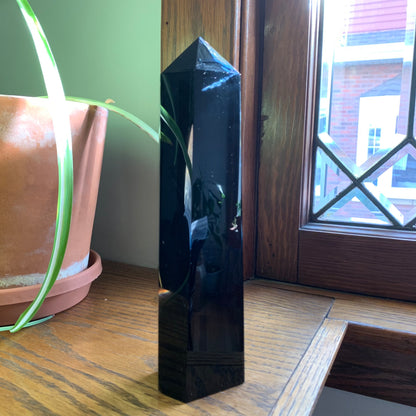 Large Black Obsidian Tower - 8.5”