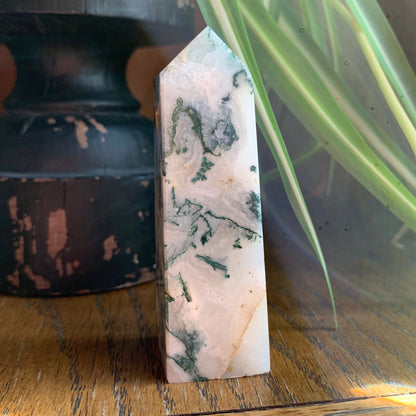 Moss Agate Obelisk Towers