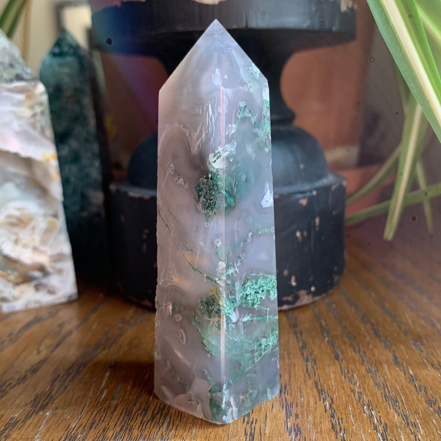 Moss Agate Obelisk Towers