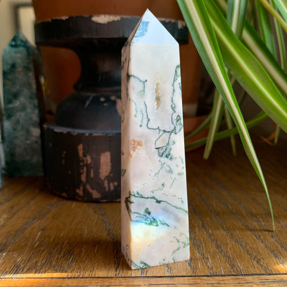 Moss Agate Obelisk Towers