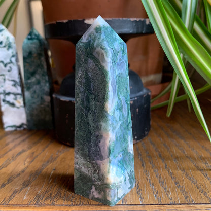 Moss Agate Obelisk Towers