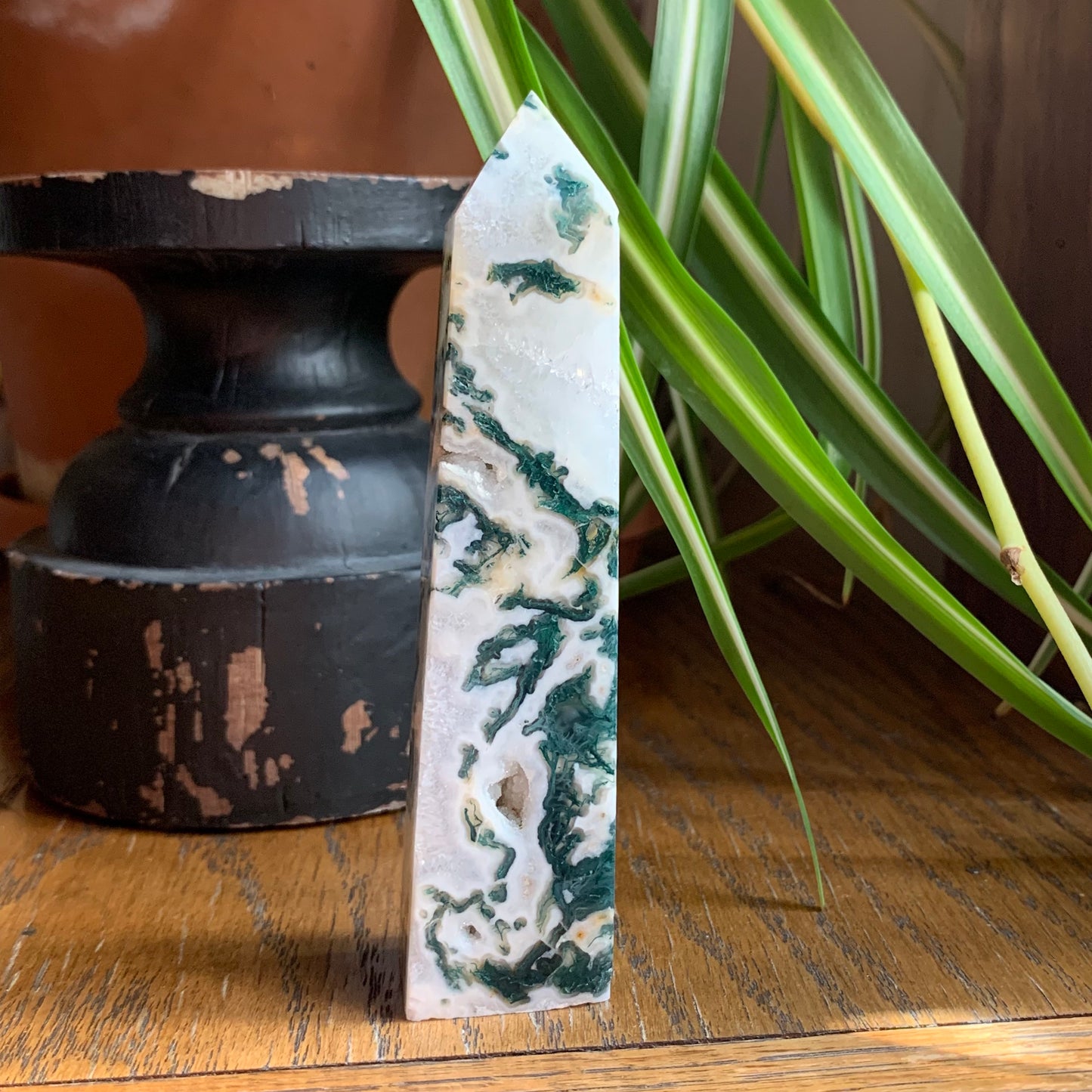 Moss Agate Obelisk Towers