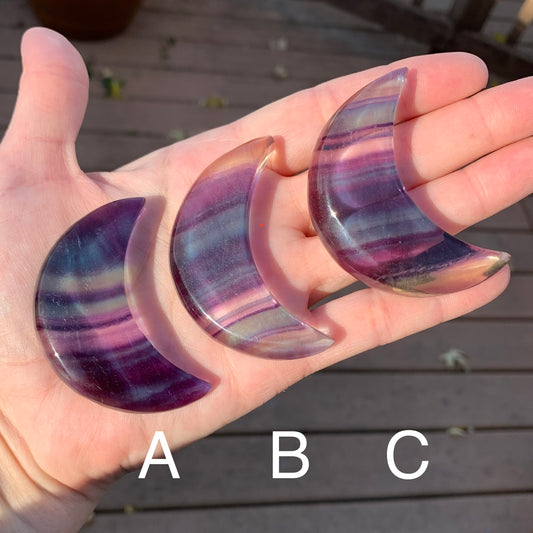 Rainbow Fluorite Moons // Purple + Blue Banding