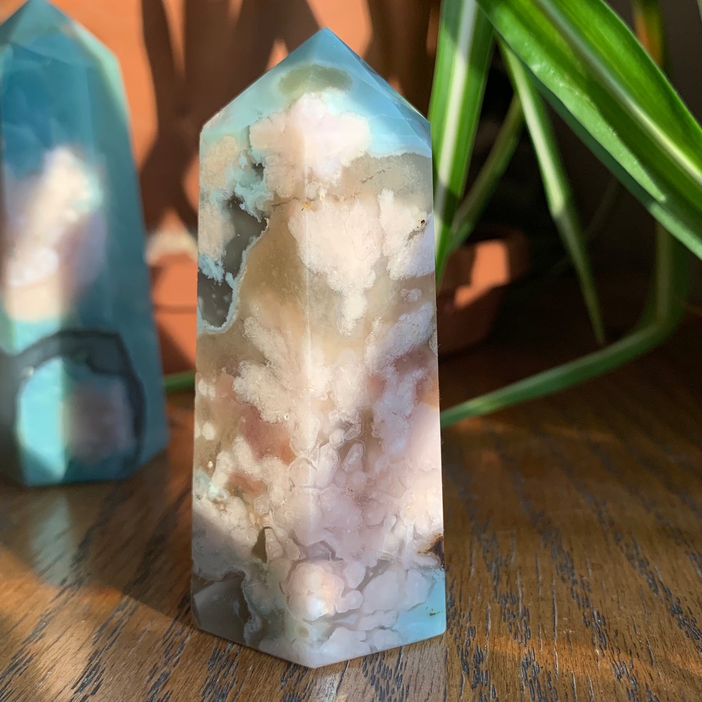 Green Flower Agate Towers