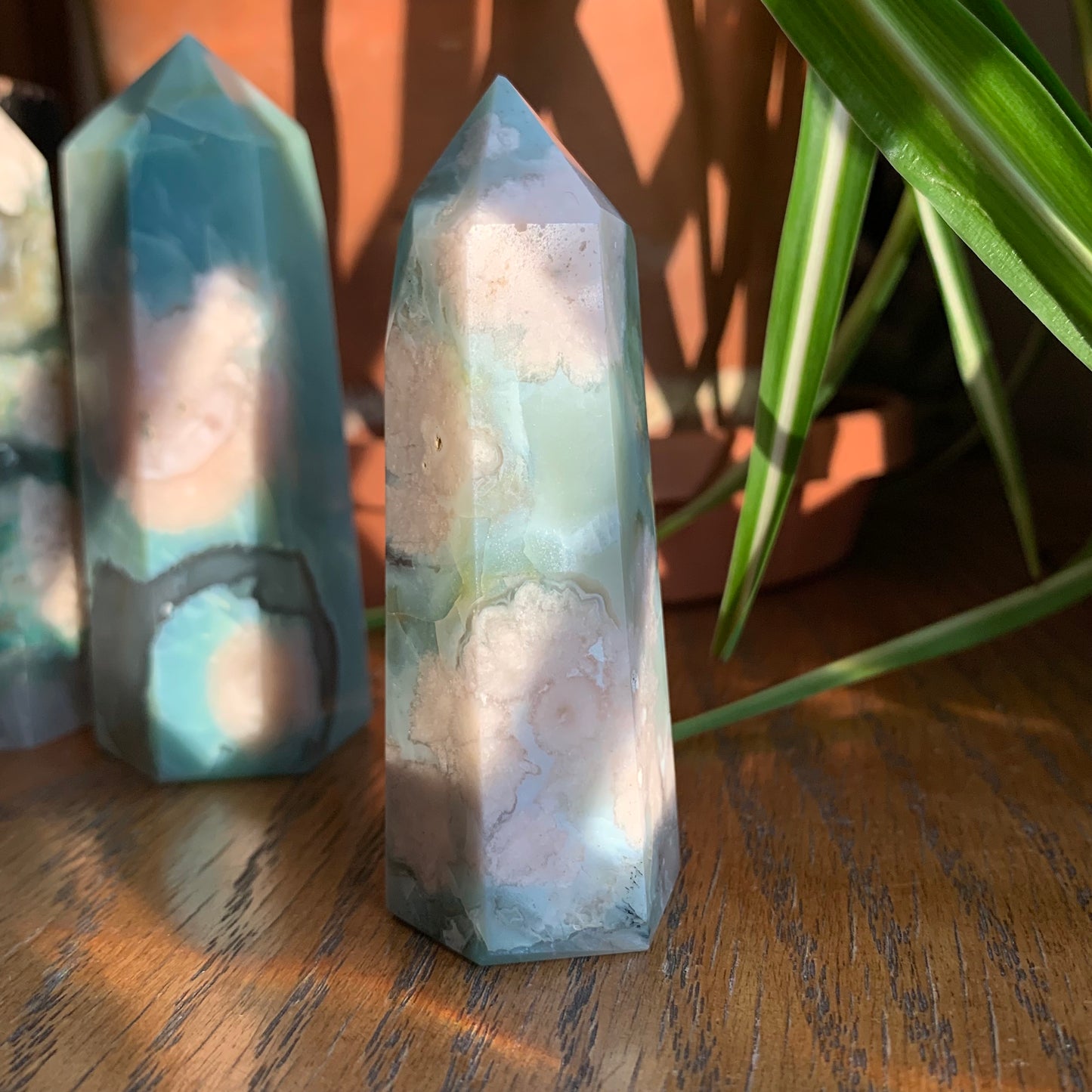 Green Flower Agate Towers