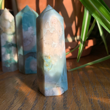 Green Flower Agate Towers