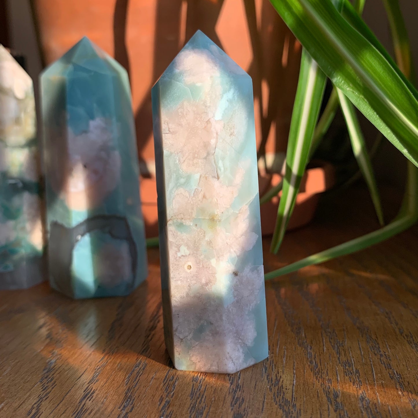 Green Flower Agate Towers