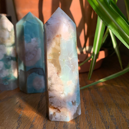 Green Flower Agate Towers