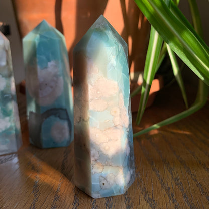 Green Flower Agate Towers