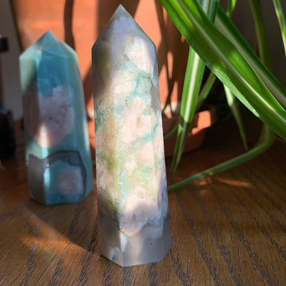 Green Flower Agate Towers