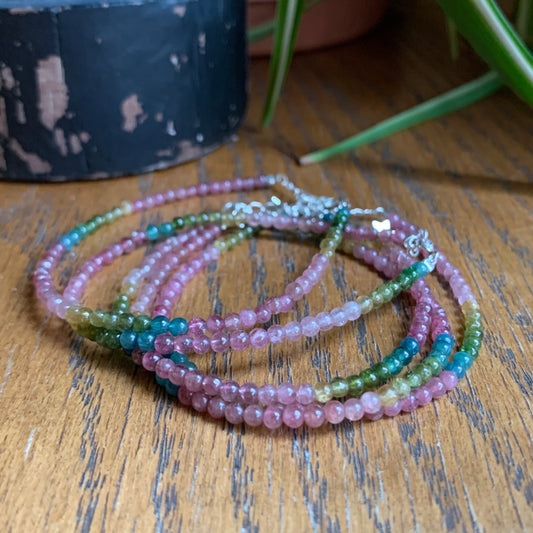 Rainbow Tourmaline Bracelets / Adjustable 6" - 8"