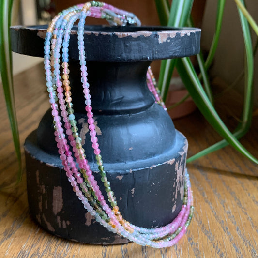 Faceted Rainbow Tourmaline Necklaces // Adjustable 16" - 18"