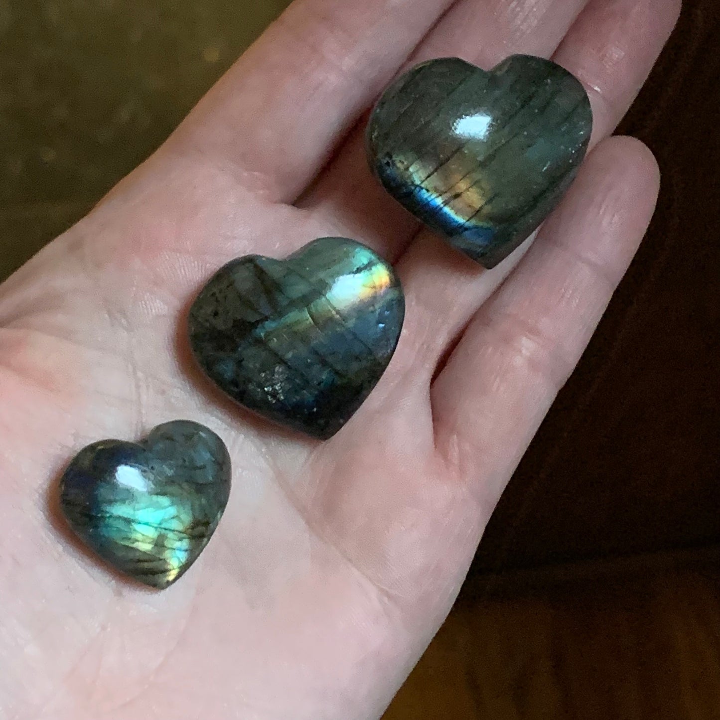 Labradorite Hearts // Super Flashy + Multiple Sizes