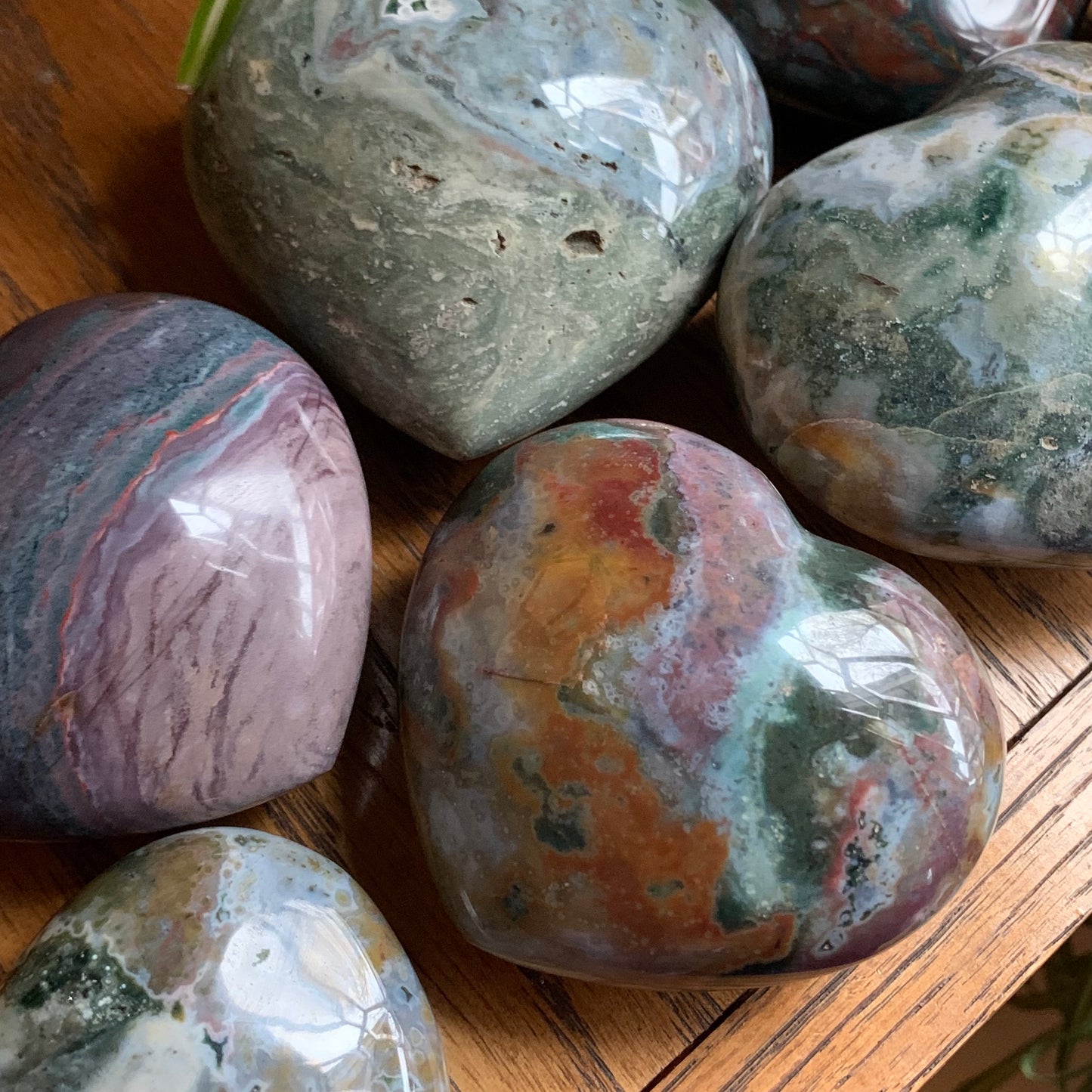 Ocean Jasper Puffy Hearts