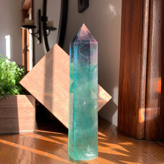 Green + Purple Fluorite Tower