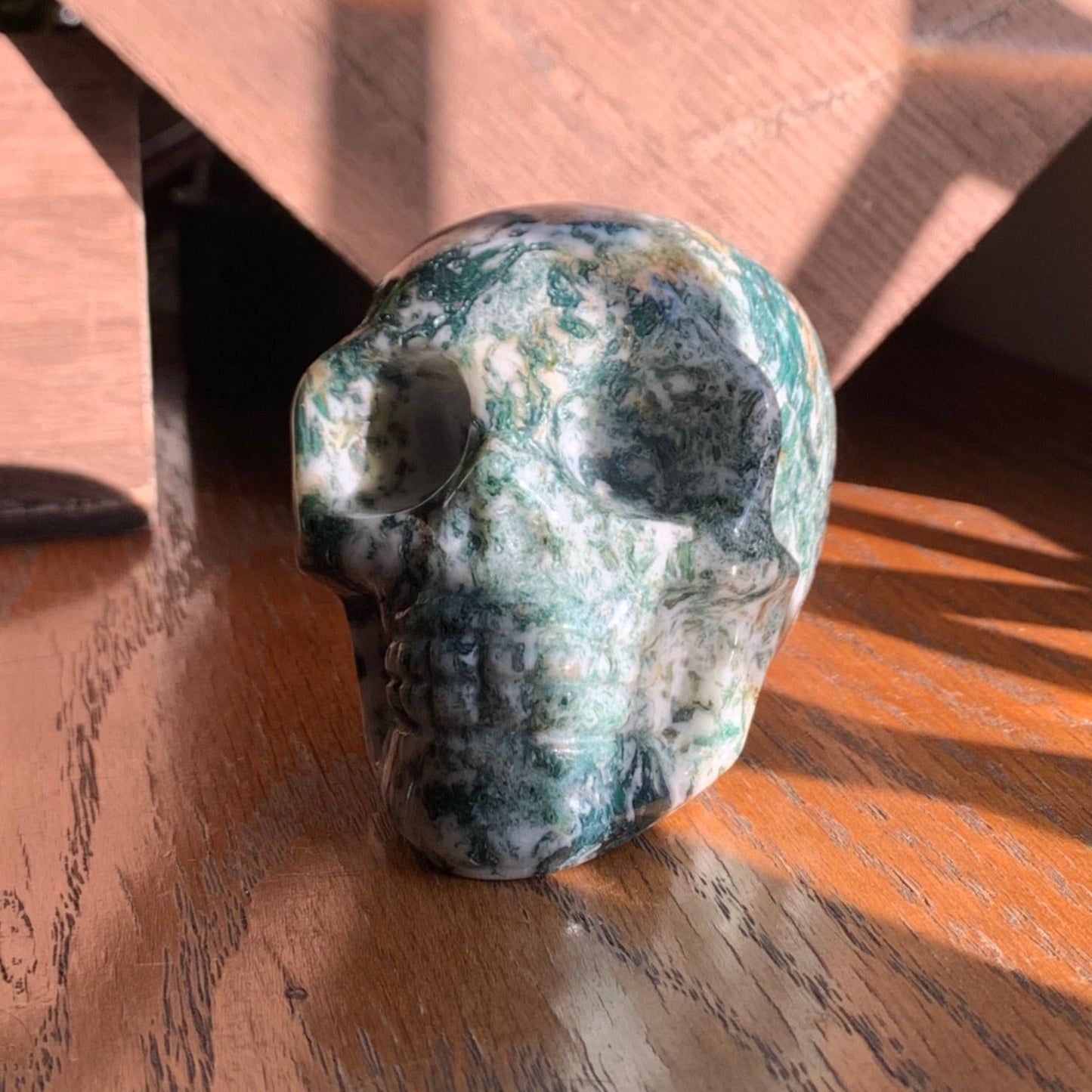 Moss Agate Skull