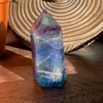 Blue Fluorite Tower with Purple Banding + Aqua Tip // Amazing Clarity, Polish + Rainbows