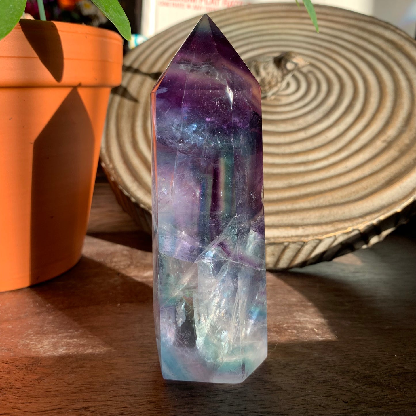 Clear, Blue + Purple Fluorite Tower // Amazing Shimmer, Polish + Rainbows