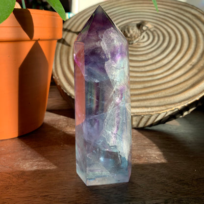 Clear, Blue + Purple Fluorite Tower // Amazing Shimmer, Polish + Rainbows