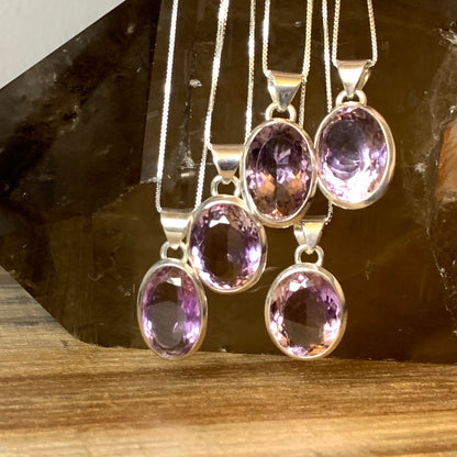 Stunning Amethyst Faceted Pendants with Ametrine // AAA Quality // 925 Bezel + 18" Box Chain