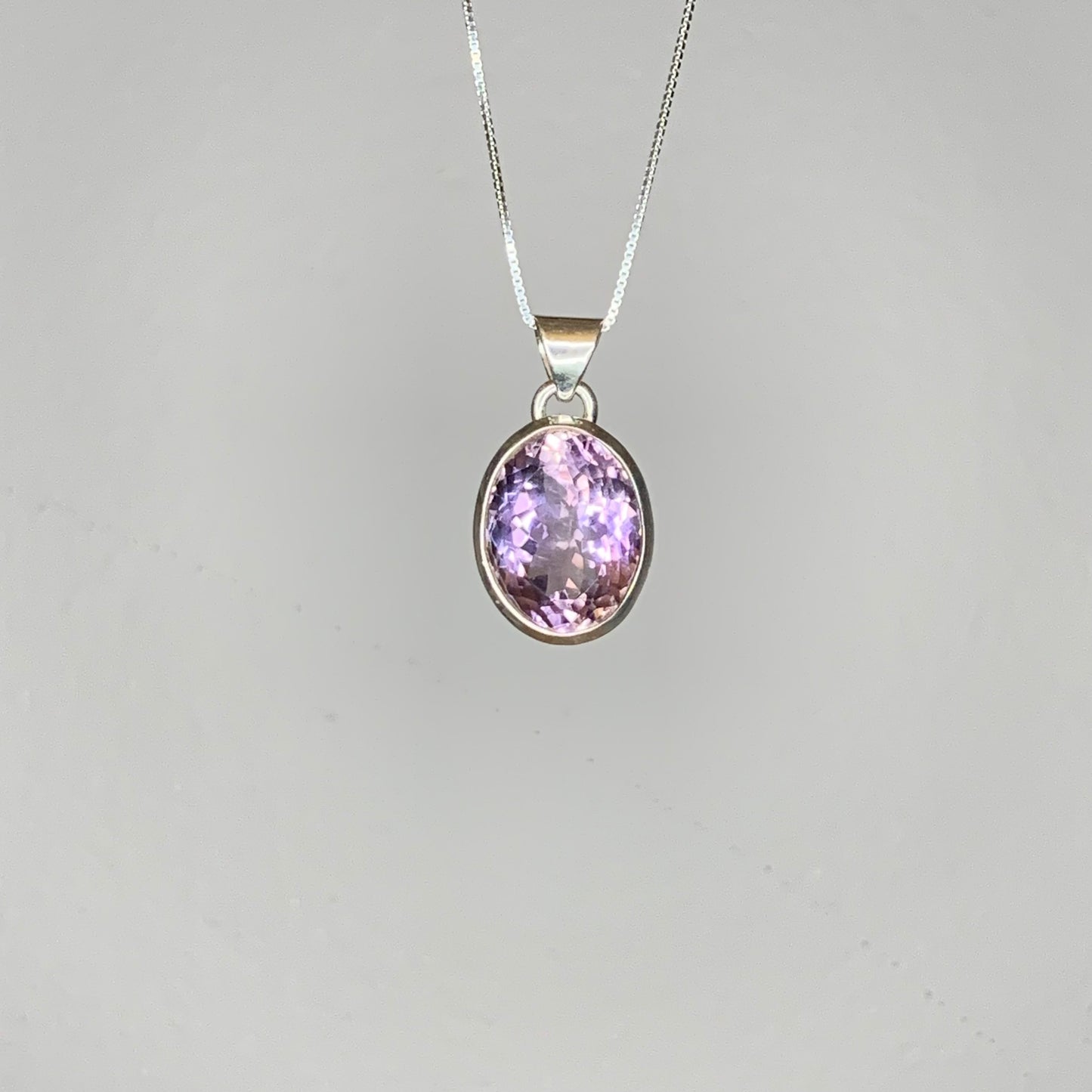 Stunning Amethyst Faceted Pendants with Ametrine // AAA Quality // 925 Bezel + 18" Box Chain