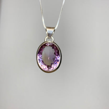 Stunning Amethyst Faceted Pendants with Ametrine // AAA Quality // 925 Bezel + 18" Box Chain