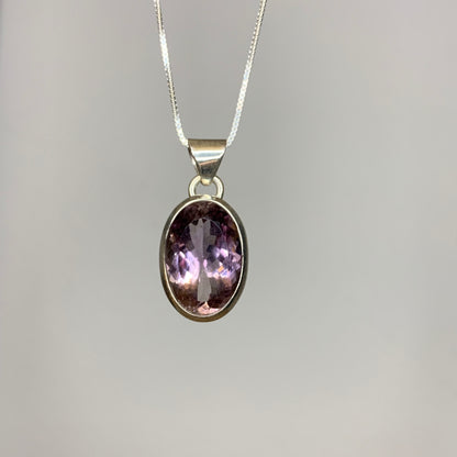 Stunning Amethyst Faceted Pendants with Ametrine // AAA Quality // 925 Bezel + 18" Box Chain