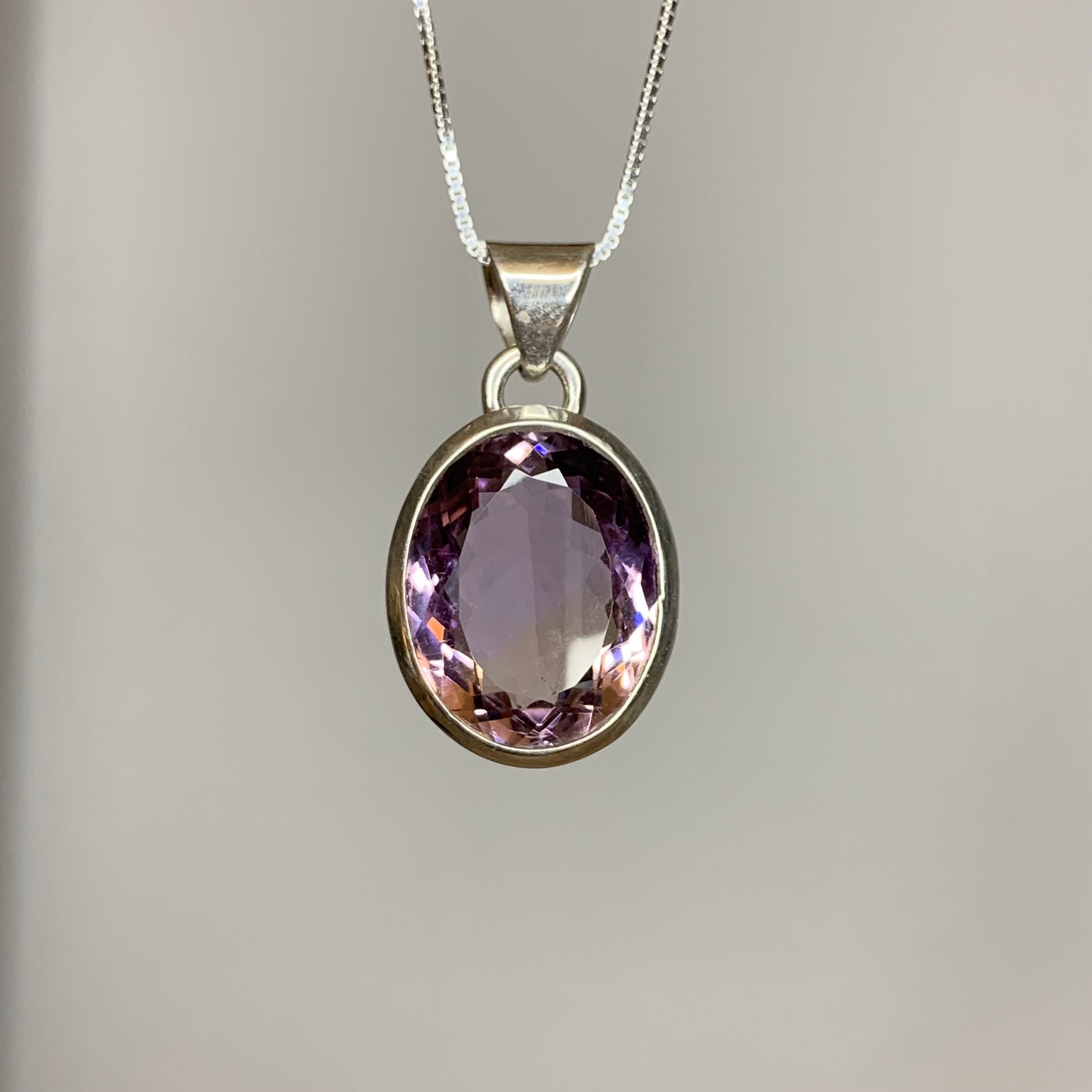 Stunning Amethyst Faceted Pendants with Ametrine // AAA Quality // 925 Bezel + 18" Box Chain