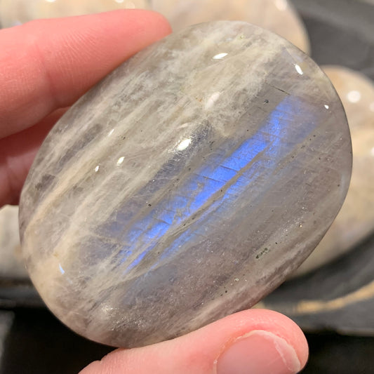 Moonstone Sunstone Palm Stone | Blue Flash Crystal Duo | Thick Heavy Choose Your Piece