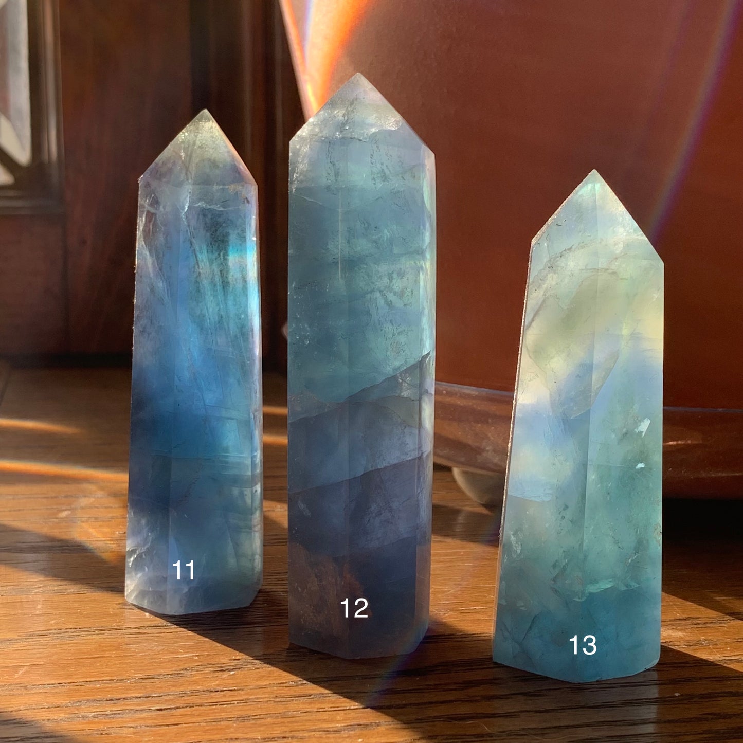 Ocean Blue Fluorite Towers with Inclusions // Dendrites + Golden Healer