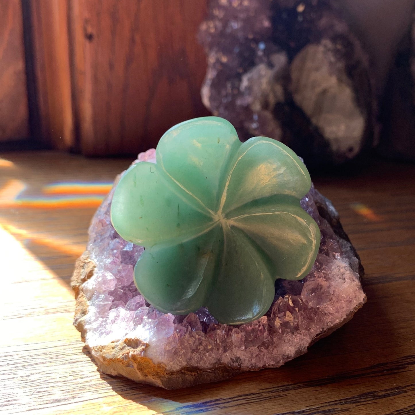 Green Aventurine Flower Petal Carving