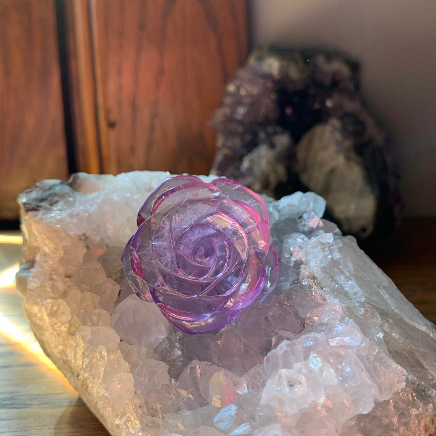 Amethyst Rose Flower Carvings