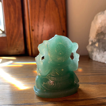 Green Aventurine Ganesha Hand Carved Figurine