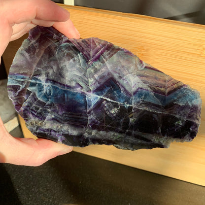 Rainbow Clear, Purple + Blue Rainbow Fluorite Slab with Rainbows