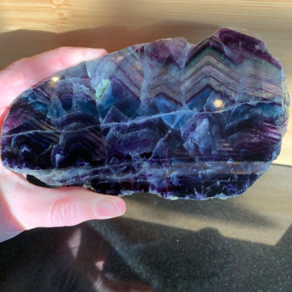 Rainbow Clear, Purple + Blue Rainbow Fluorite Slab with Rainbows