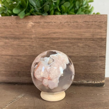 Pink Flower Agate Sphere