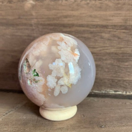 Flower Agate Sphere // Peach Color - 46mm