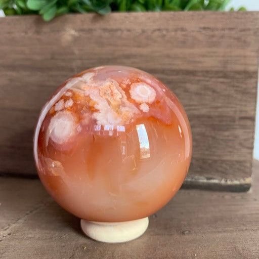 Carnelian Flower Agate Sphere - 52mm