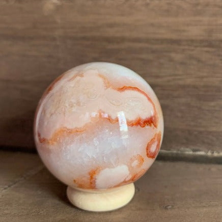 Quartzy Carnelian Flower Agate Sphere